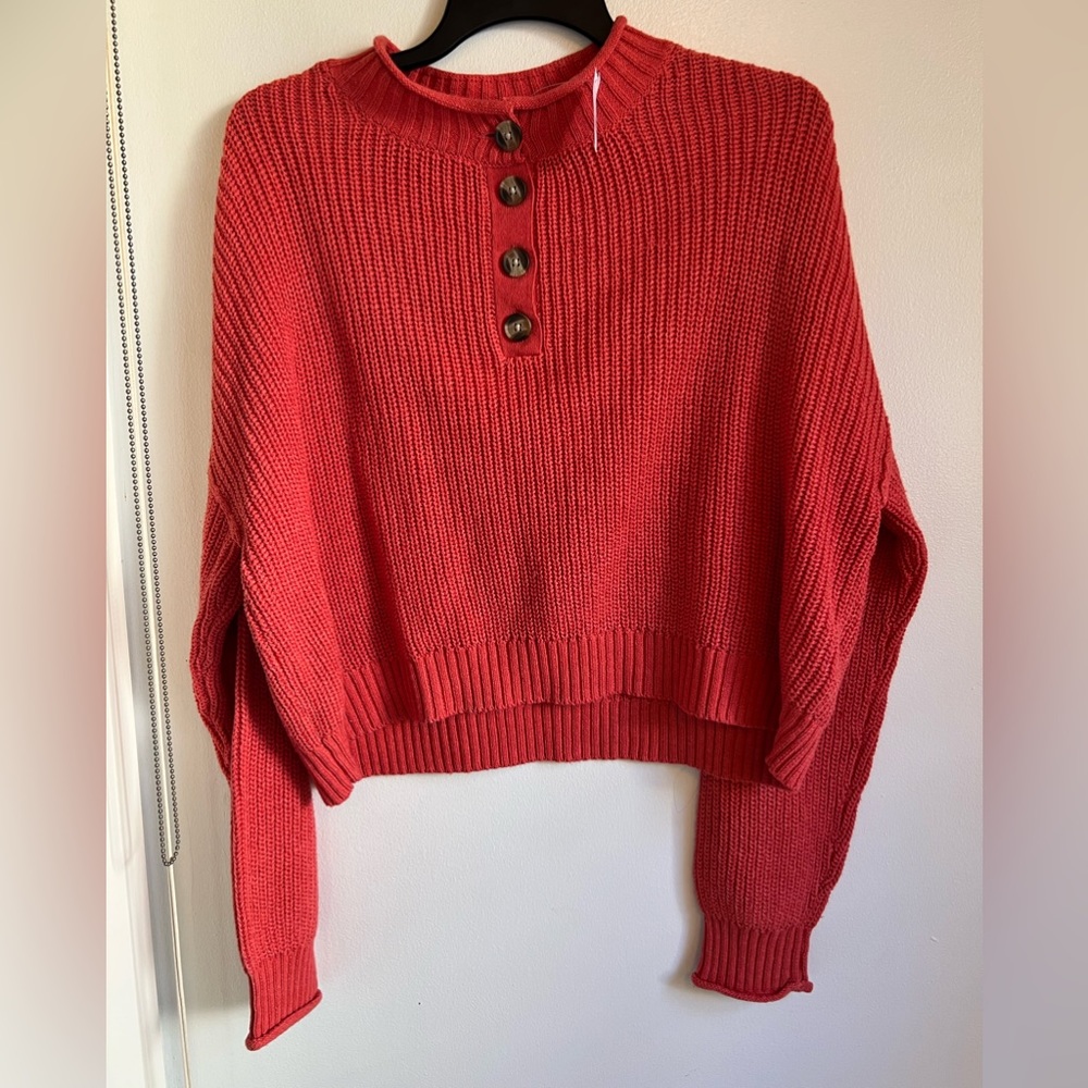 American Eagle Outfitters Medium orange knit sweater, never worn, NWT, 4 buttons